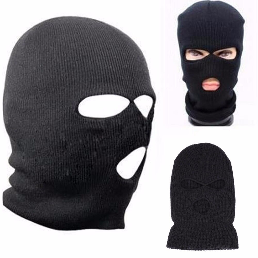 3 -reikäinen hiihtomaski balaclava musta neulottu hattu kasvonsuoja pipolakki lumi talvi lämmin