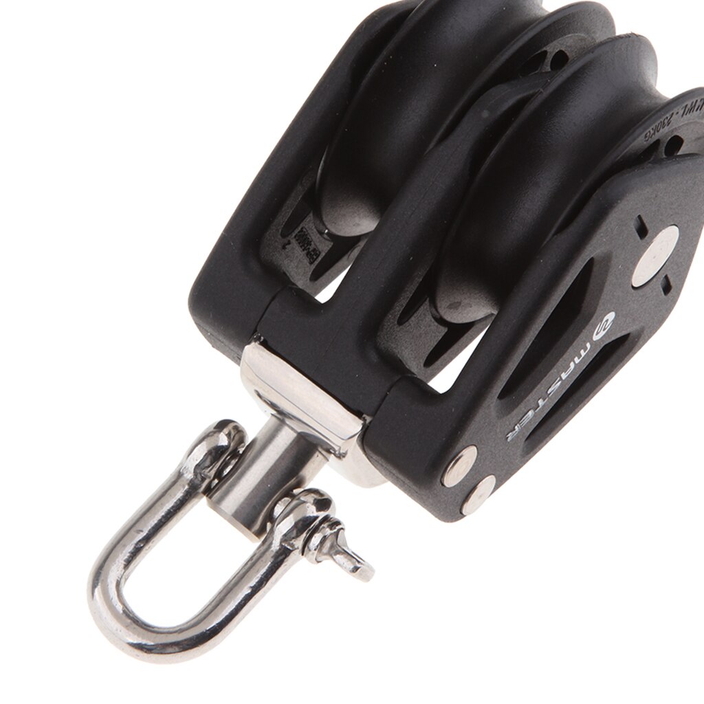 35mm Double Pulley Block Stainless Steel Boat Canoe Kayak Swivel Lifting Pulley Hanging Wire Towing Wheels - 300 kg / 661 Lbs