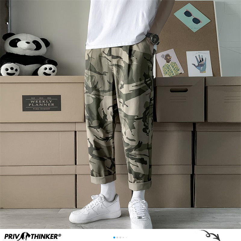 Privathinker Men's Camouflage Harem Sports Pants Autumn Korean Man Loose Ankle-Length Trousers Streetwear Male Casual Pants