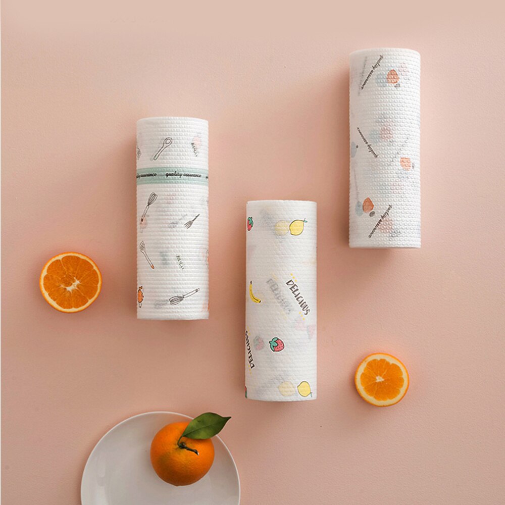 1 Roll of Dish Cloth Kitchen Dry and Wet Use Wipes Napkins Cleaning Cloth Dishcloth