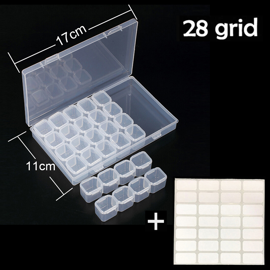 28/56/64 Grids Diamond Painting Storage Box Tool Accessories Bead Container Rhinestone Diamond Embroidery Stone Organizer: 1pc 28 white