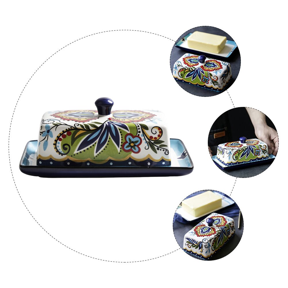 1pc Exquisite Ceramic Plate Dessert Plate Cheese Butter Box Delicate Food Plate