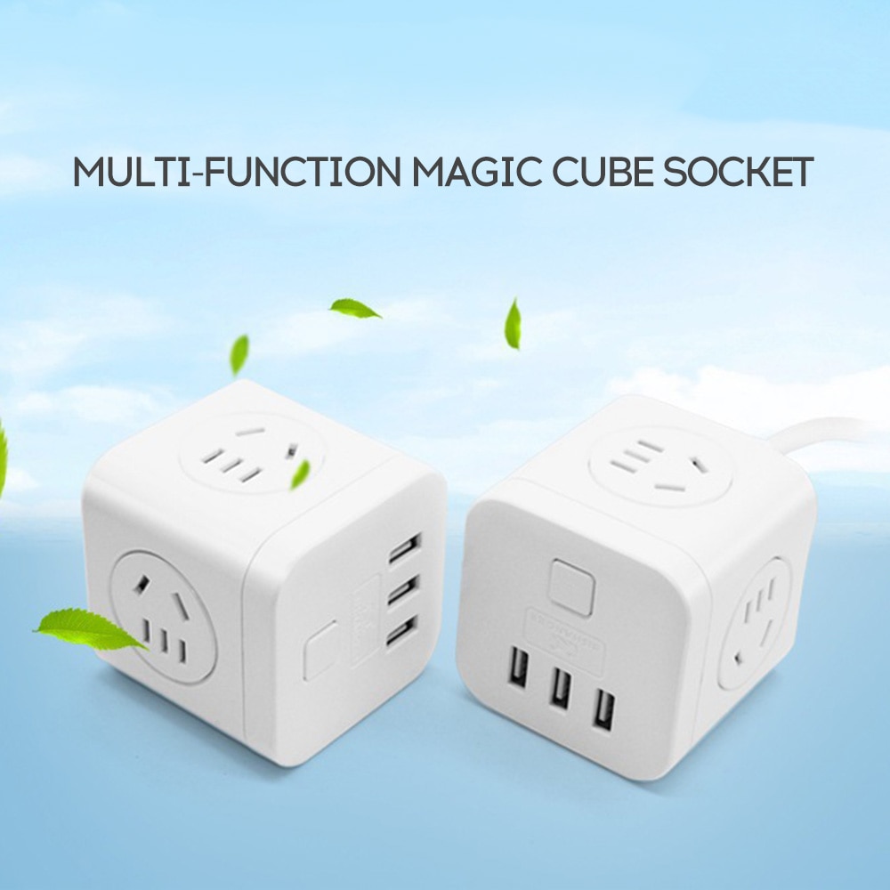 Power Socket with USB Port Socket Charger Adapter Multi-function Vertical Row Plug Wiring Board with 1.6M Cable Power Cube