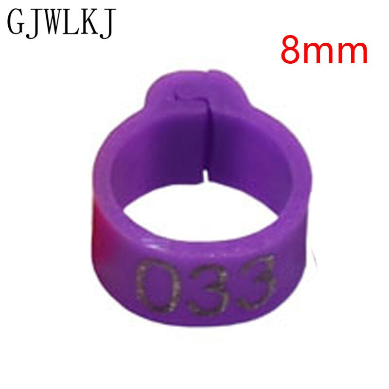 100 stks 8mmto10mm Digitale Markup Vogel Clip Ring Vogel Identificatie Tool 10 Kleur No.1-100 Duif Voet Ringen Huisdier levert: 8mmpurple