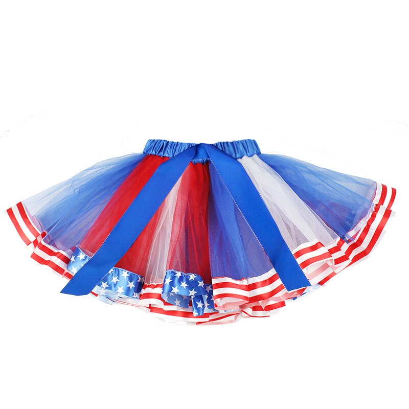 Baby Girls Tutu Skirt Newborn Baby Kid Girl Headband Tutu Skirt Independence Day Costume Prop Skirt Headband: B Skirt / 3T