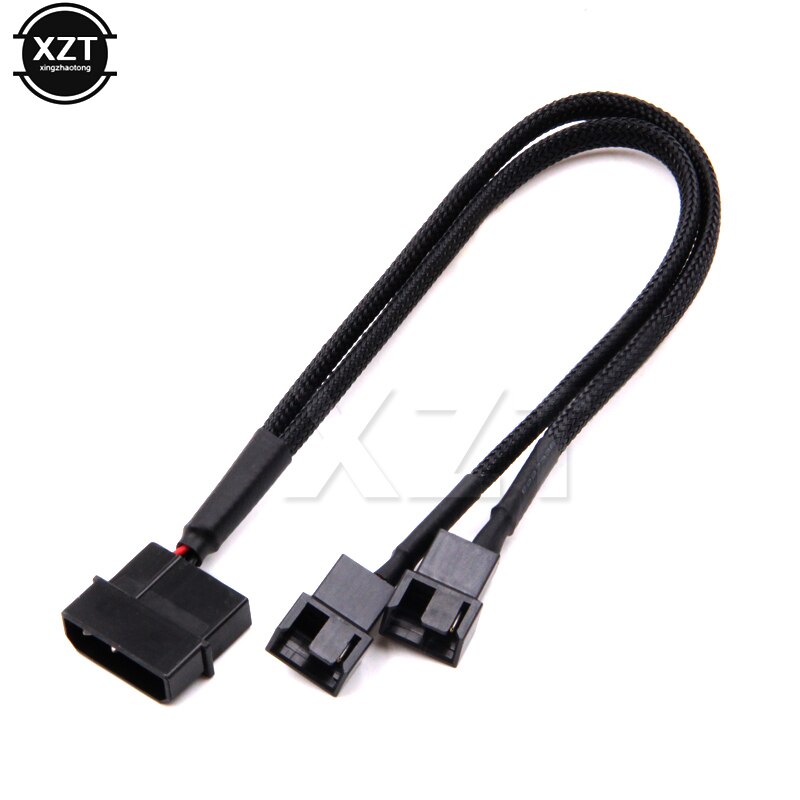 1PCS 4pin IDE Molex 2-Port 3Pin/4Pin Cooler Cooling Fan Power Cable Cord Black 22AWG wire