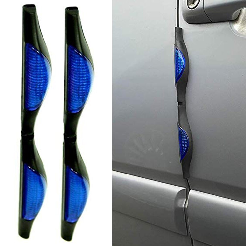 4 stk / pakke auto kofanger anti kollision ridser beskyttelse styling strip bildør beskytter lister reflektor kant beskyttelsesstyrt: Blå