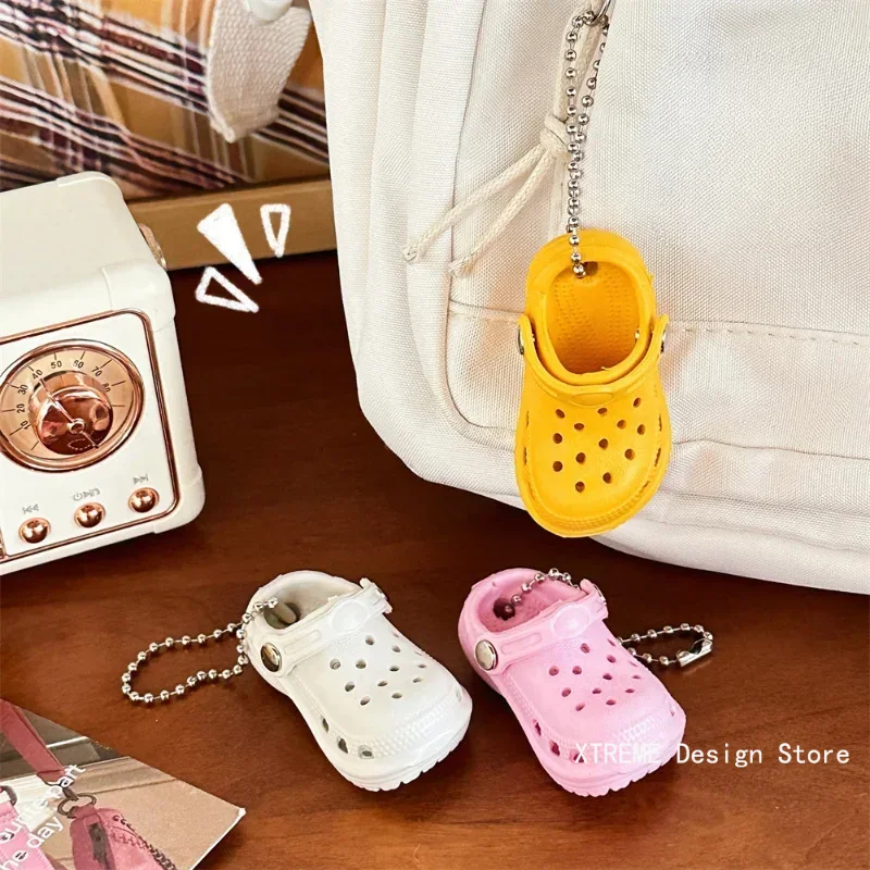 Simulation Mini EVA Hole Shoes Keychain Pendants Colorful Croc Shoe Charms For DIY Car Key Bag School Bag Backpack