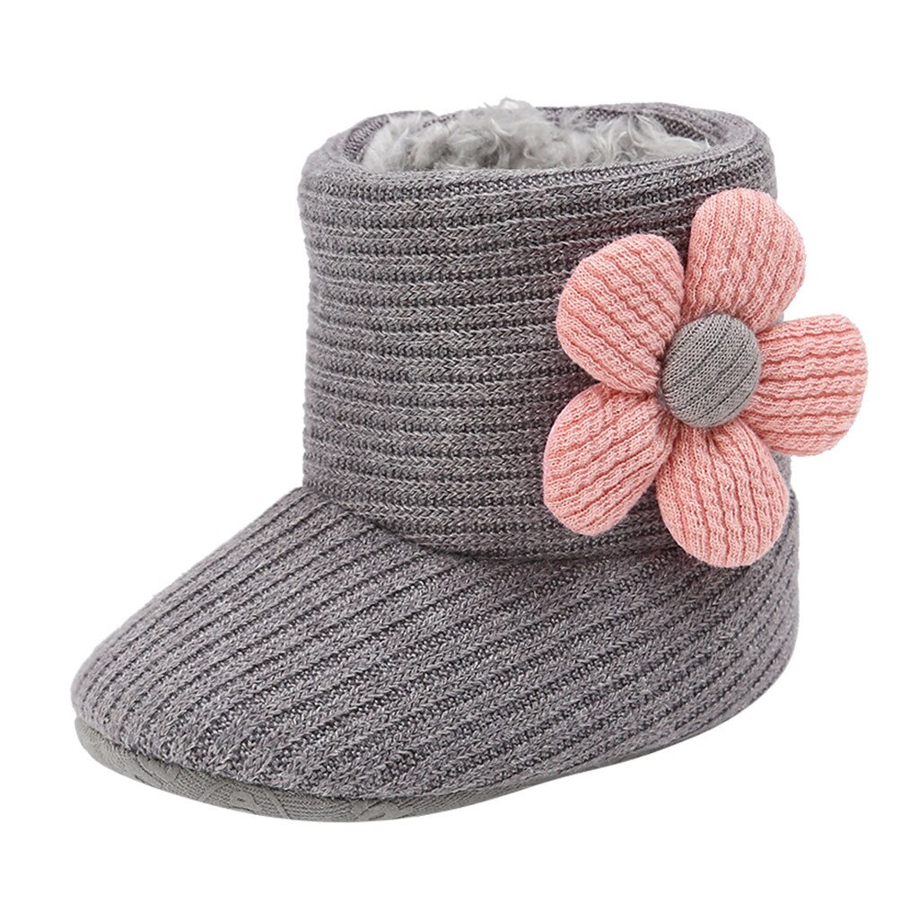 Baby Girl Keep Warm Plush Soft Snow Boots Soft Crib Shoes kids shoes детская обувь обувь детская Soft Sole Causal Shoes#E20: Gray / 3.5