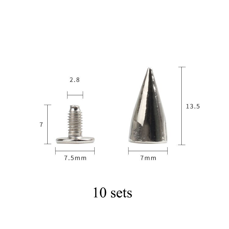 Legierung Überzug Metall Punk Scharf Sprengkopf Schraube Nieten Nieten Handwerk Leder Gürtel Armbinde Kopf Nieten Spikes Dekor Nagel Schnallen: 7x14mm / 20 setzt