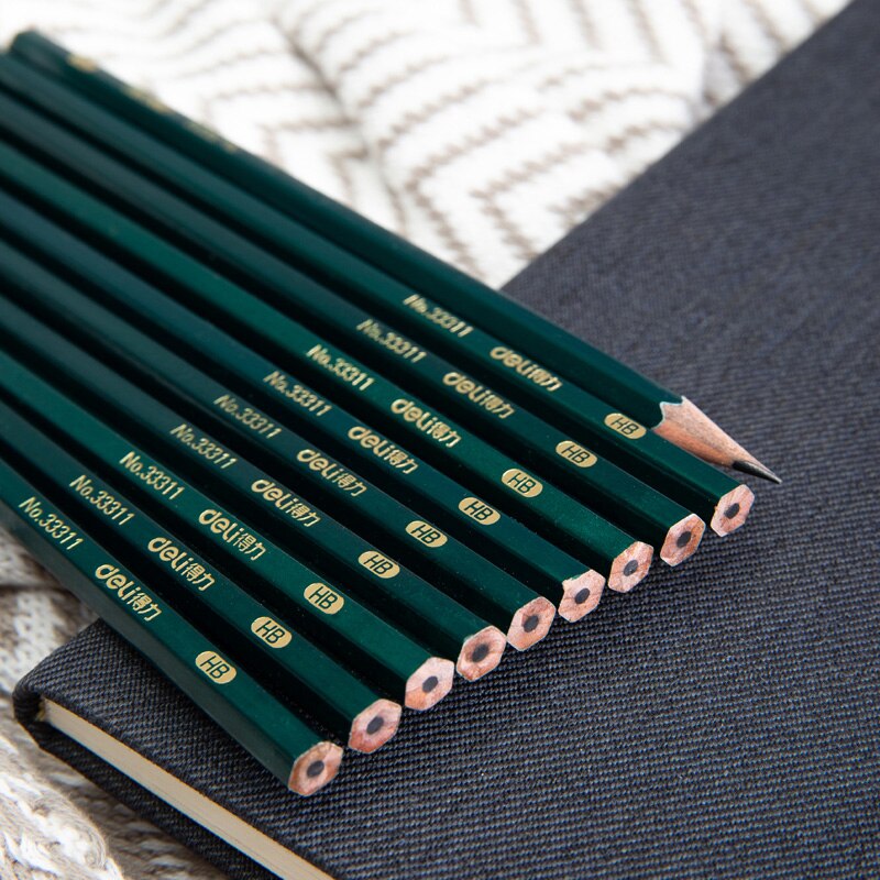 Deli 10pc/Lot Wooden Lead Pencil 2B/HB/2H Lapices Drawing Pencils School Student Pens Art Stationery Supplies with Sharpener