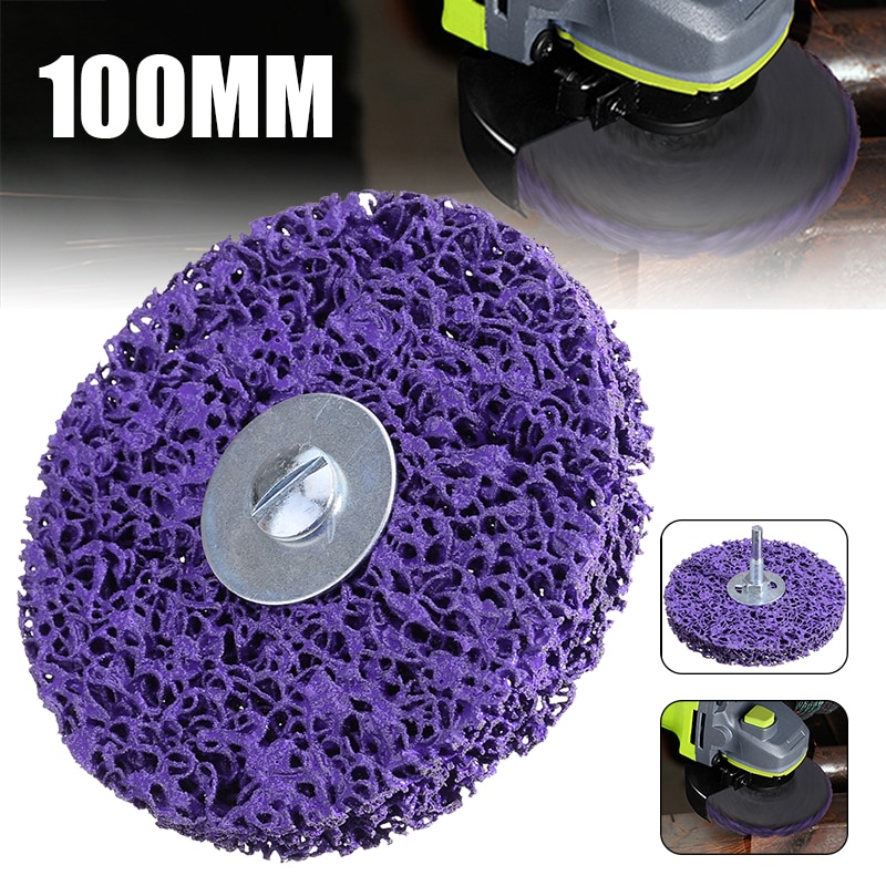 1Pcs 100mm Purple Cleaning Disc Polishing Wheel with Mandrel For Paint Rust Removal Auto Surface Abrasive Tools
