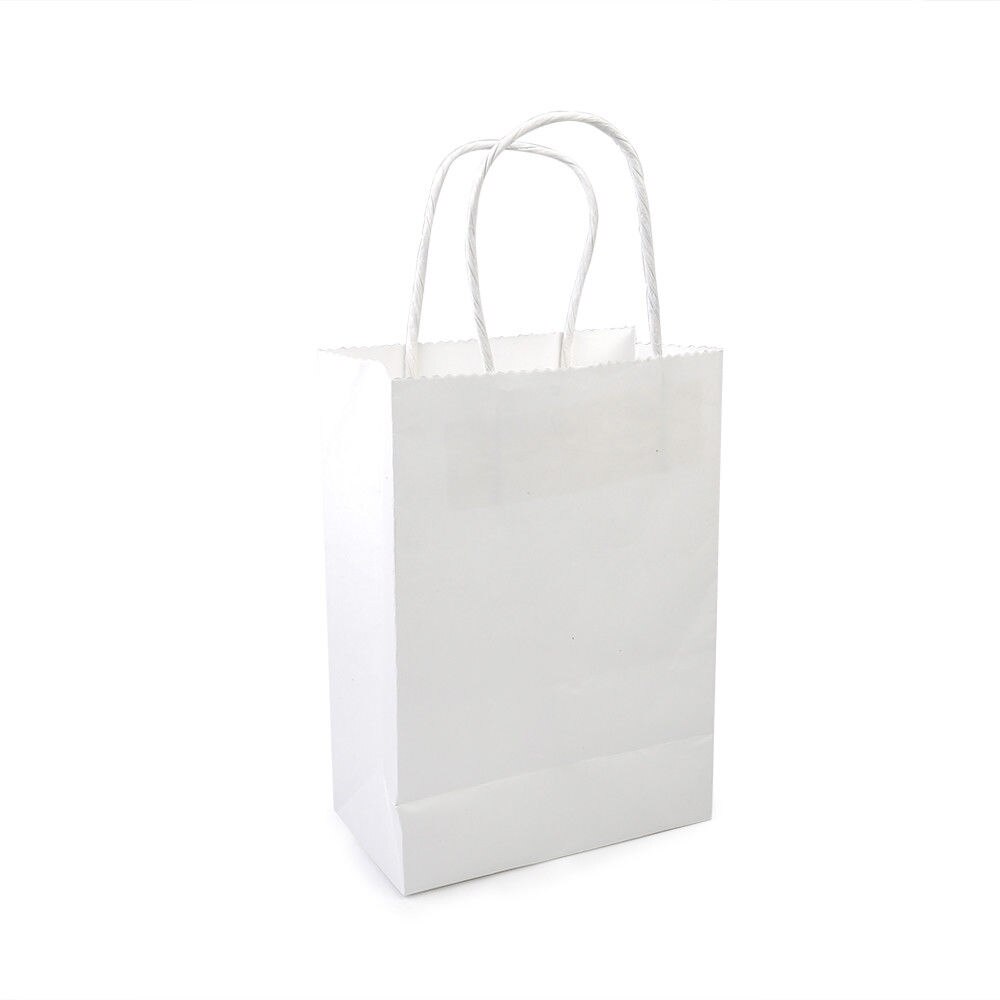 Recyclable 10 Colors Party Bags Kraft Paper Bag With Handle Shop Loot Bag: White