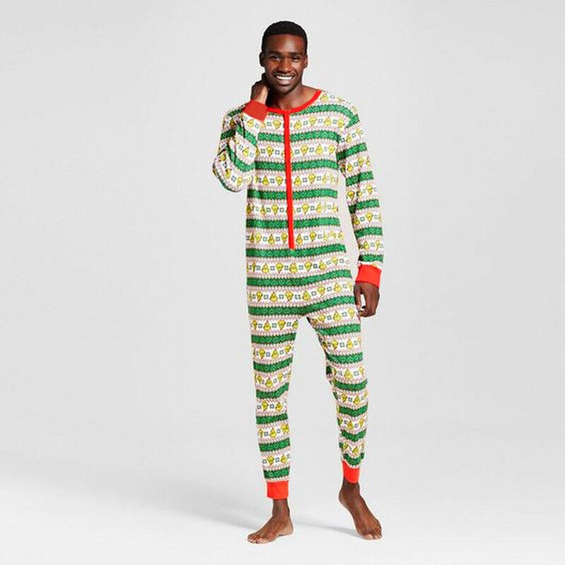 Familie matchende julepyjamas jumpsuit stribe jule nattøj nattøj