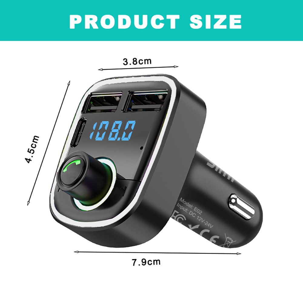 Transmetteur FM Bluetooth, modulateur d'autoradio mains libres, lecteur MP3 avec adaptateur de Charge USB Super rapide pour voiture