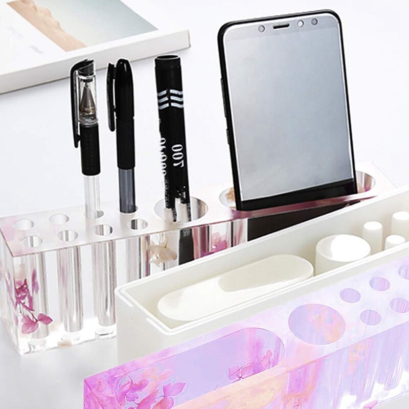 Pen Holder Resin Molds - DIY Pencil Holder Silicone Mold, Concrete Plaster Cement Pen Pencil Holder Molds Resin Crafts DIY