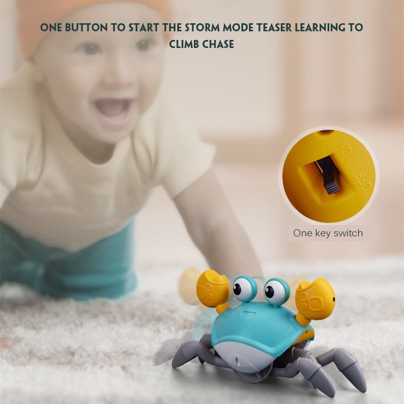 Strange-cangrejo eléctrico de inducción automático para niños, juguete para evitar obstáculos, música, carga, novedad