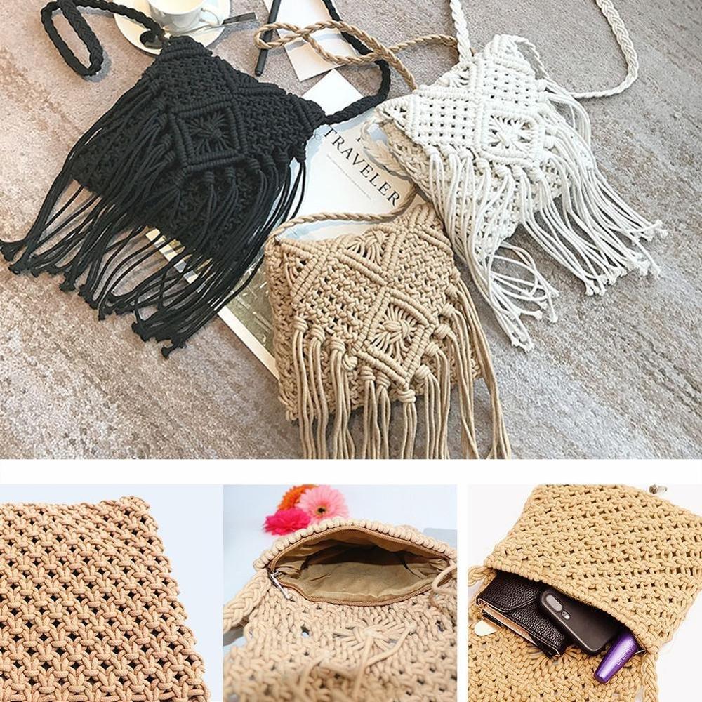 Vintage casual portable straw bag summer seaside beach bag women сумки женские пляжная сумка bolsa de playa соломенная сумка: Cotton weaven