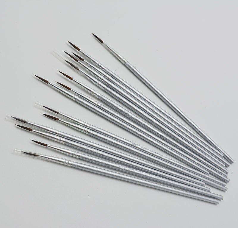 10 unids/set pelo de nylon vara de plata gancho línea lápiz pincel para pintar los niños arte DIY suministros de artículos de dibujo artístico acuarela pintura de la pluma