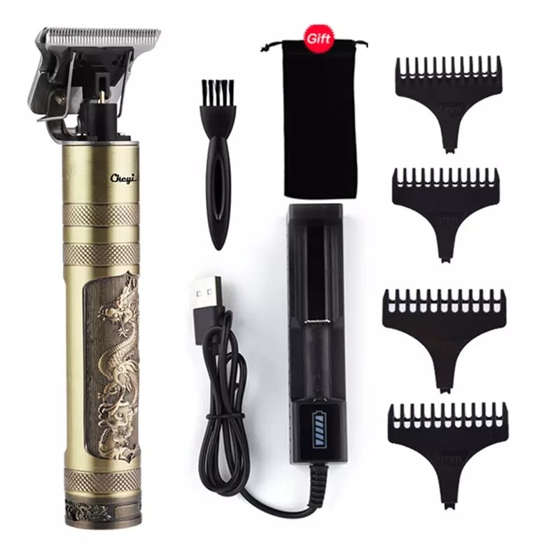 Wiederaufladbare T9 Glatze Haar Clipper Elektrische haar trimmer Cordless Rasierer Trimmer 0mm Männer Barber Haar Schneiden Maschine