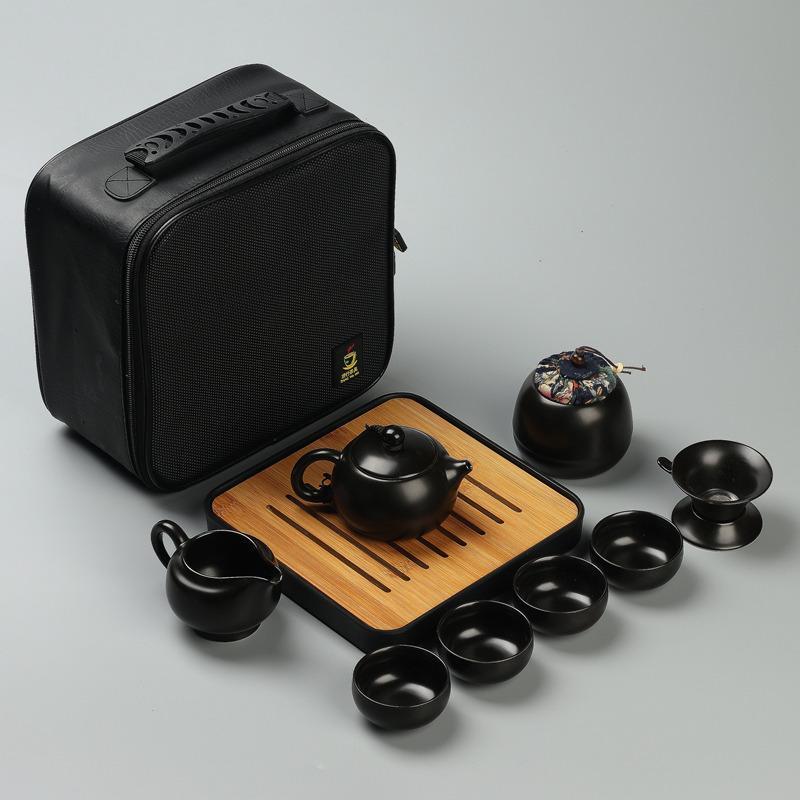 Set of ceramic travel kungfu tea set Simple tea brewing set for outdoor tourism: 6