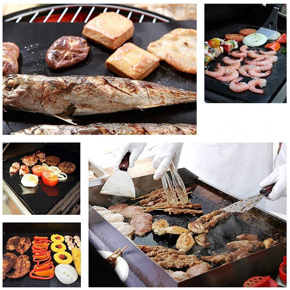 5 stk genanvendelige grillplader non-stick glasfiber ovnforing bagning varmebestandig madlavning grillmåtte hjemmekøkken nem rengøring fest