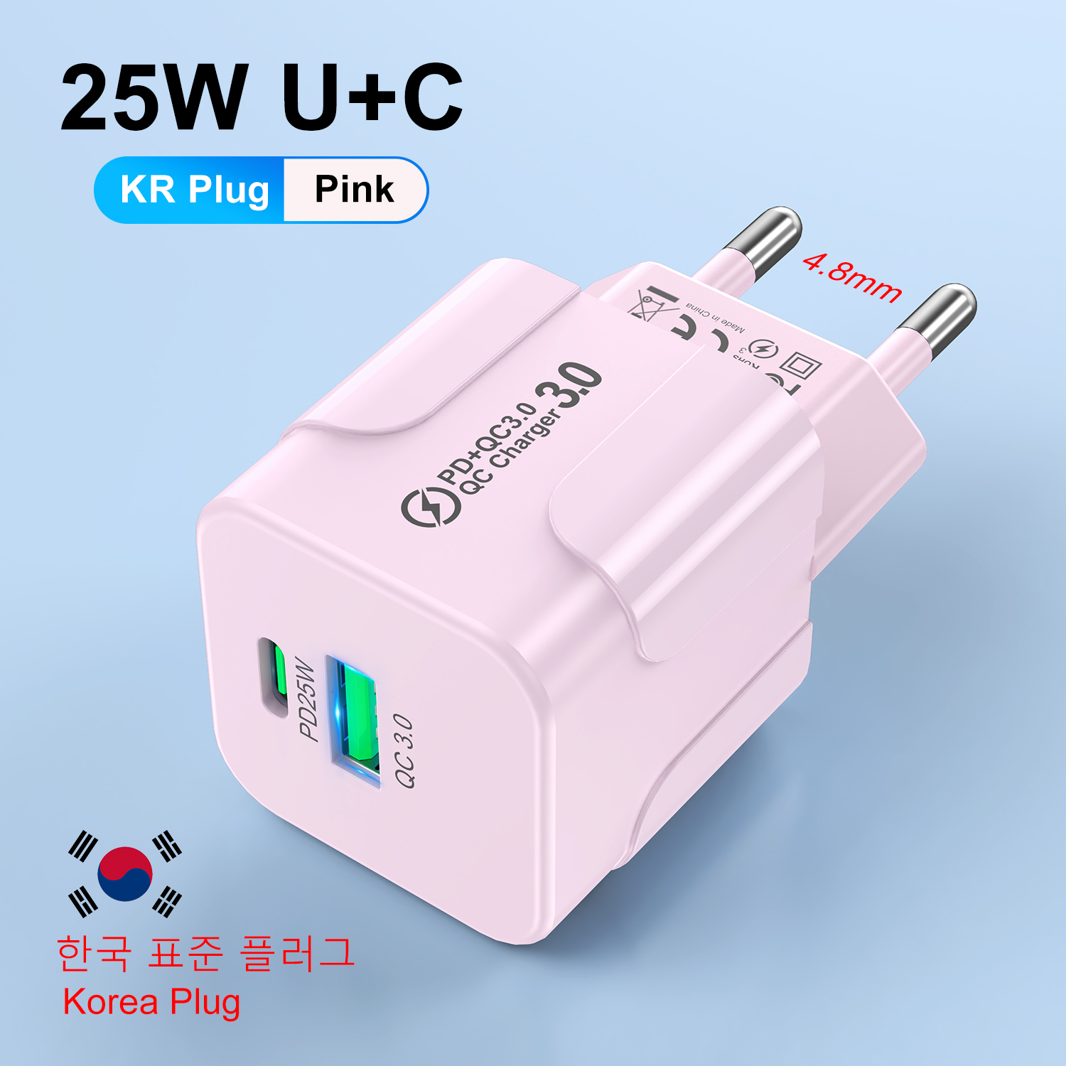 PD25W Korean Charger for iPhone 15 Pro Max USB Type C Fast Charger USB C Fast Chargig Charger KR Plug Quick Charger Wall Charger: EU