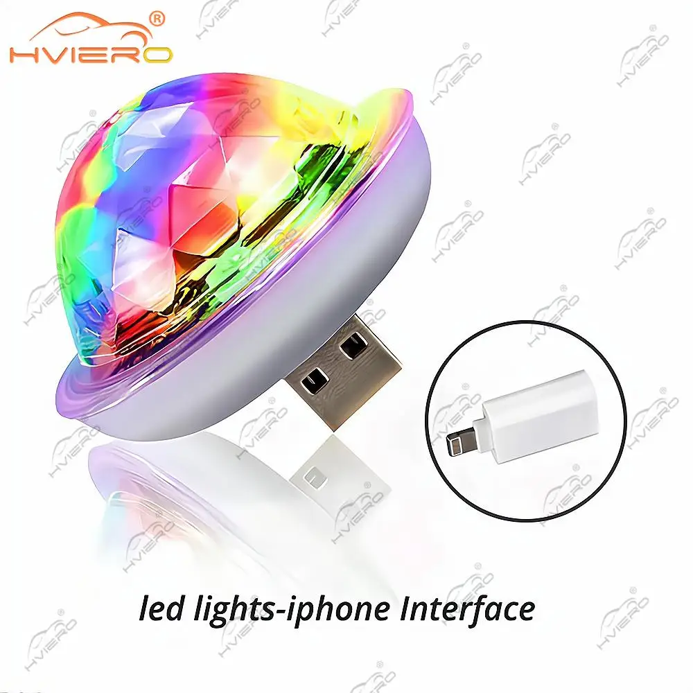 1 stk. usb dj-lykt led-bar nattlys led rgb-diskotekprojektor velkomstmikrokrystallkulelyd festatmosfærelampe: Hvit