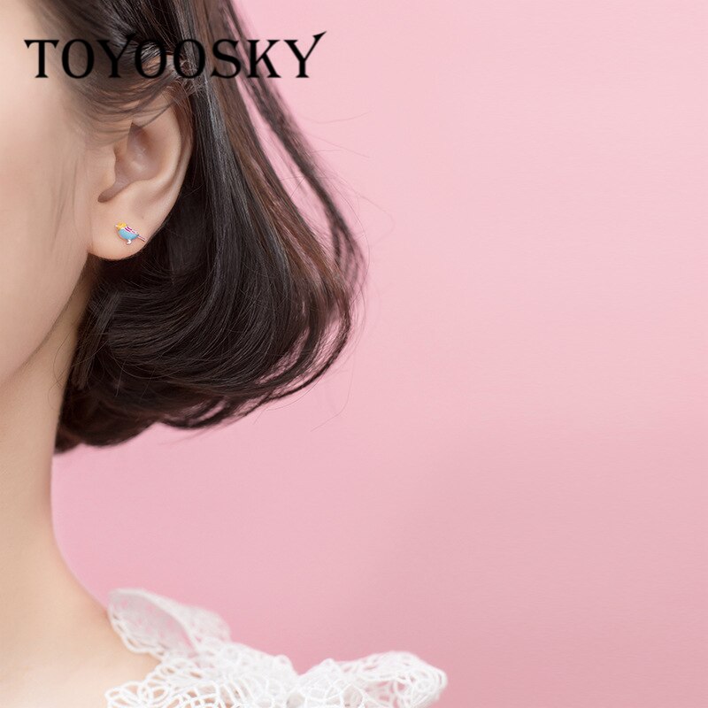 Toyoosky 100% 925 Sterling Zilver Matte Little Bird Stud Oorbellen Voor Vrouwen Voorkomen Allergie Meisje Mode-sieraden