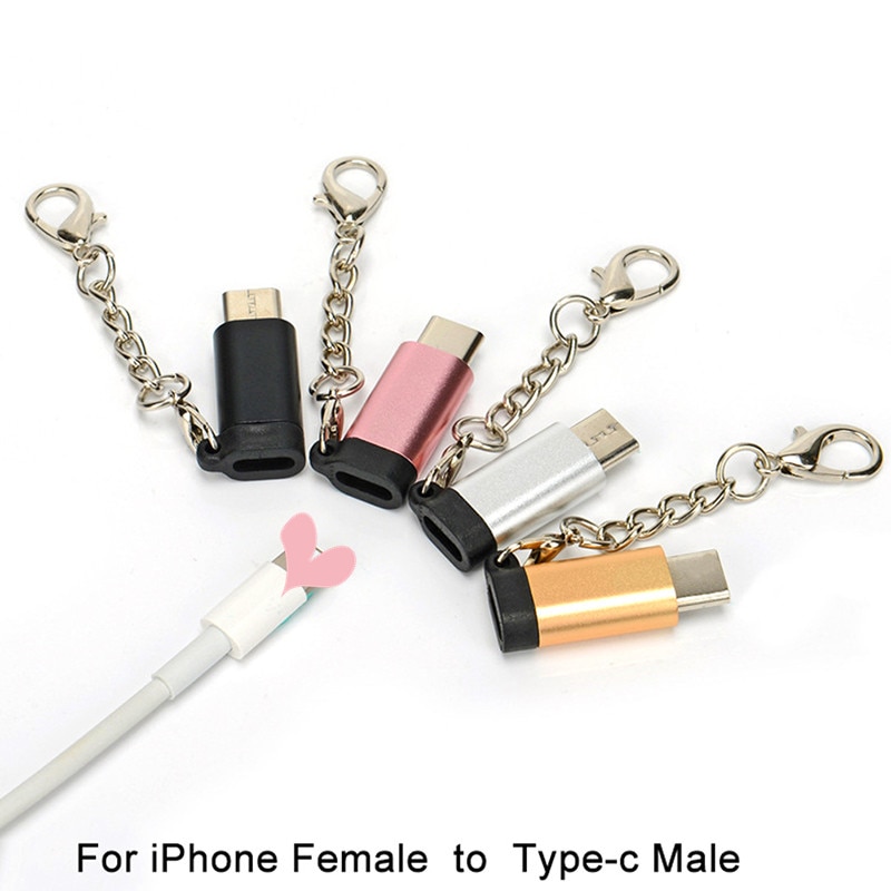 1pc Lightning Female To Type-C Male Charger Cable Adapter For IPhone Keychain Cable