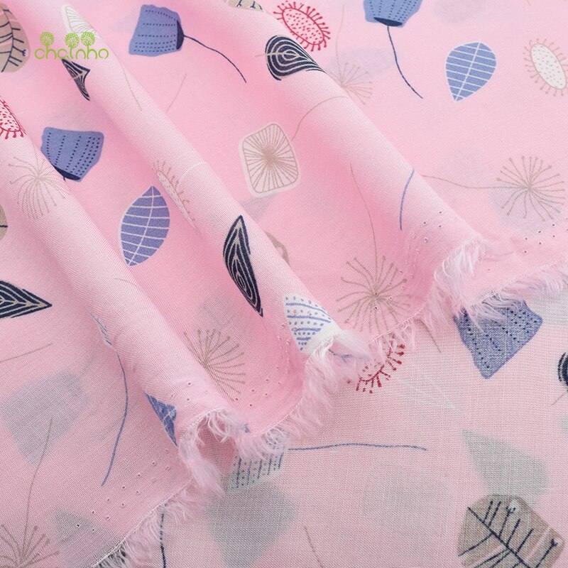 Chainho, sommarkläder / rosa blommönster / imiterat siden / kjol / klänning / skjortmaterial / halv meter 50 x 140cm