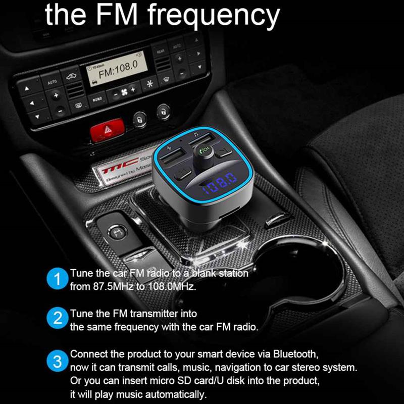 Transmetteur FM de voiture T25, chargeur de voiture, Bluetooth, lecteur MP3, Navigation vocale intelligente, 12-24 V