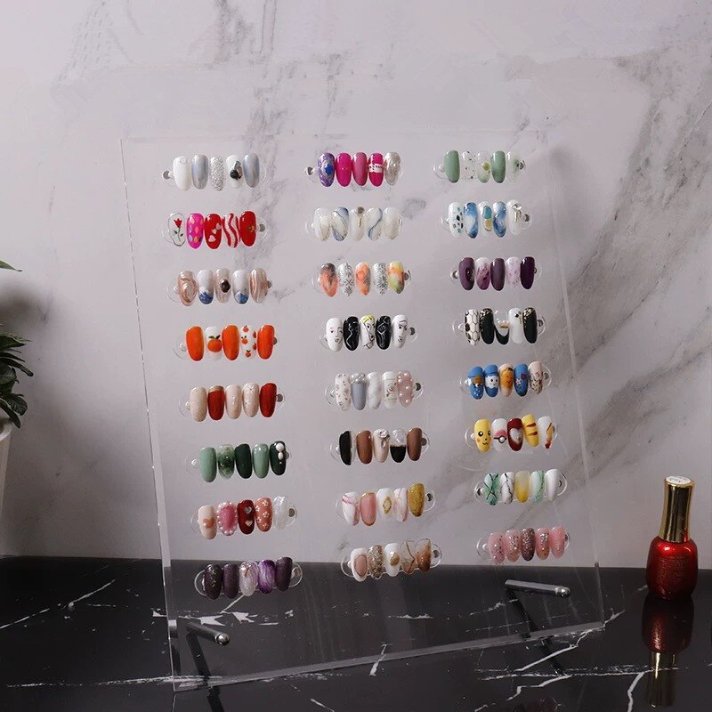 False nail tip art display stand board magnet adsorption aftageligt farvekort, der viser hylde: Stor gennemsigtig