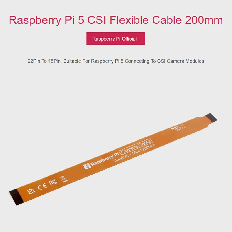 Câble de caméra officiel Raspberry Pi 5, écran LCD, écran CSI, câble DIS, 22 broches à 15 broches