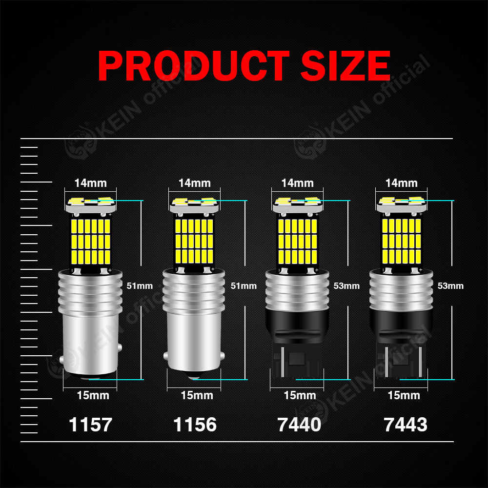 KEIN 2 uds 7 colores P21W 1156 1157 bombilla Led BA15S BAY15D T20 7440 7443 W21W 45SMD 4014 señal de giro de coche freno trasero parada lámpara de marcha atrás