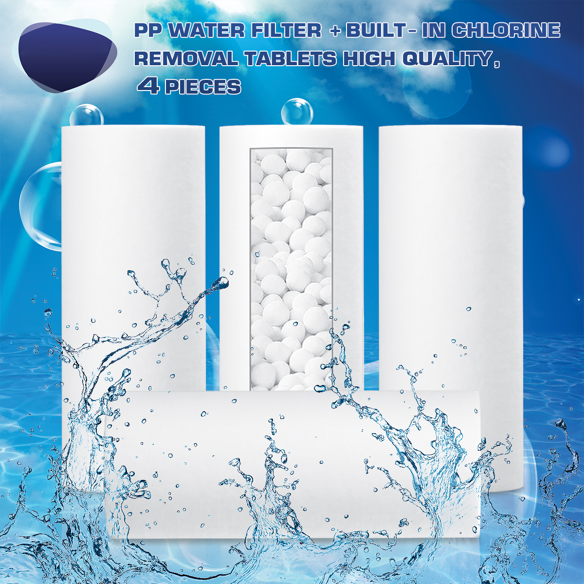 Wasserfilter, Luftreiniger, Dusche, Waschmaschine, Filter unter der Spüle, Wasserfiltrationssystem, Leitungswasser, Vorchlorenentfernungsfilter: Blau