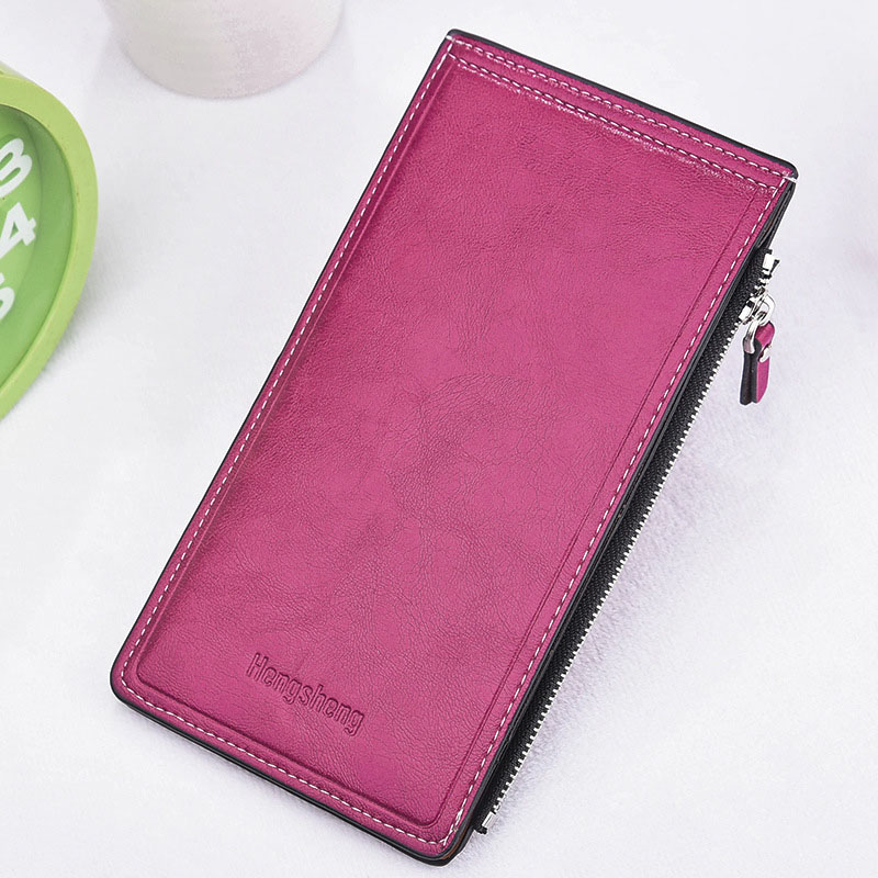 Baellerry Womens Leather Wallet Zipper Ladies Credit Card Holder Purse Female Long Clutch Coin Card Pockets Wallets Cuzdan W109: hs rose