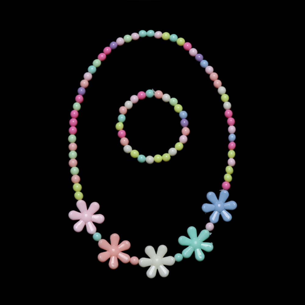 1 sæt pige perler legetøj halskæde armbånd sommerfugle blomster børn håndlavet halskæde tilbehør prinsesse smykker børn: B -4