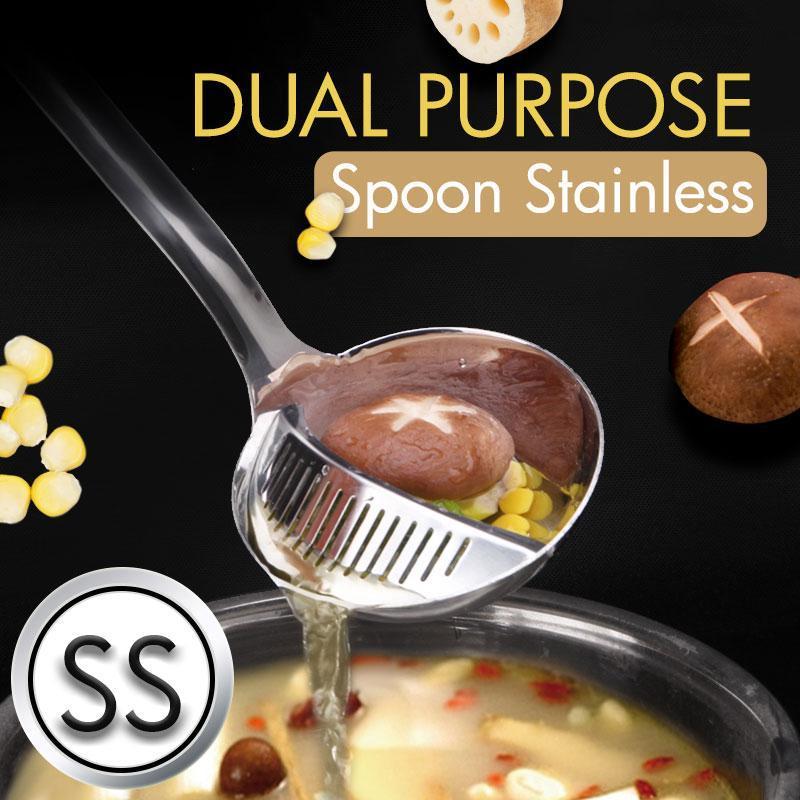 Dual Purpose Spoon Stainless 2 In 1 Stainless Steel Soup Spoon Colander Colander Lid Can Be Split Pot Spoon Cooking Spoon