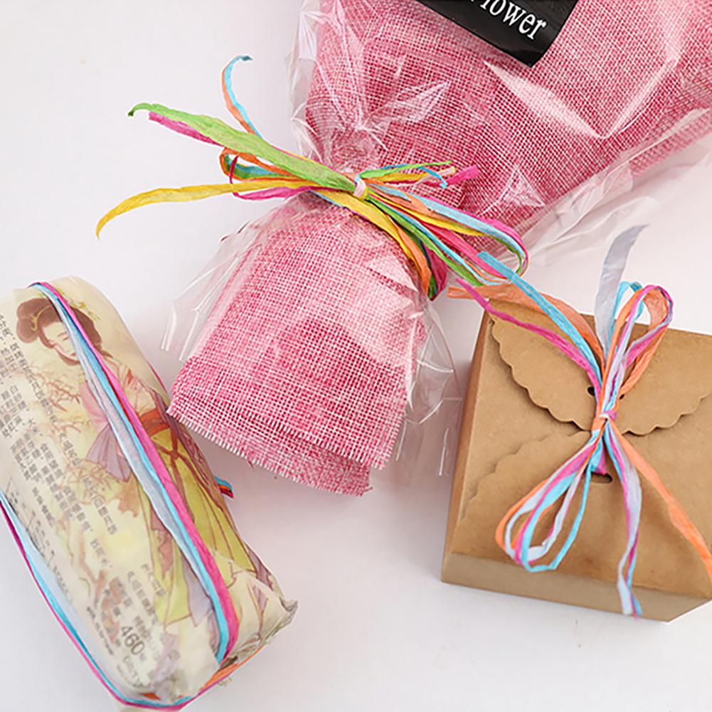 200m/Roll Hand-knitted Lafite Raffia Yarn Straw Paper Yarn Baking Packaging Belt Rope Crocheting Hat Bags 12 Colors