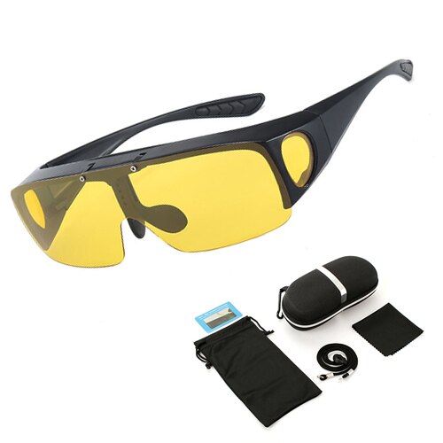 Fit Über Sonnenbrille Polarisierte Linsen Männer Frauen Angeln Sonnenbrille Abdeckung Für Myopie Gläser Goggles Sport Brillen: Yellow with case