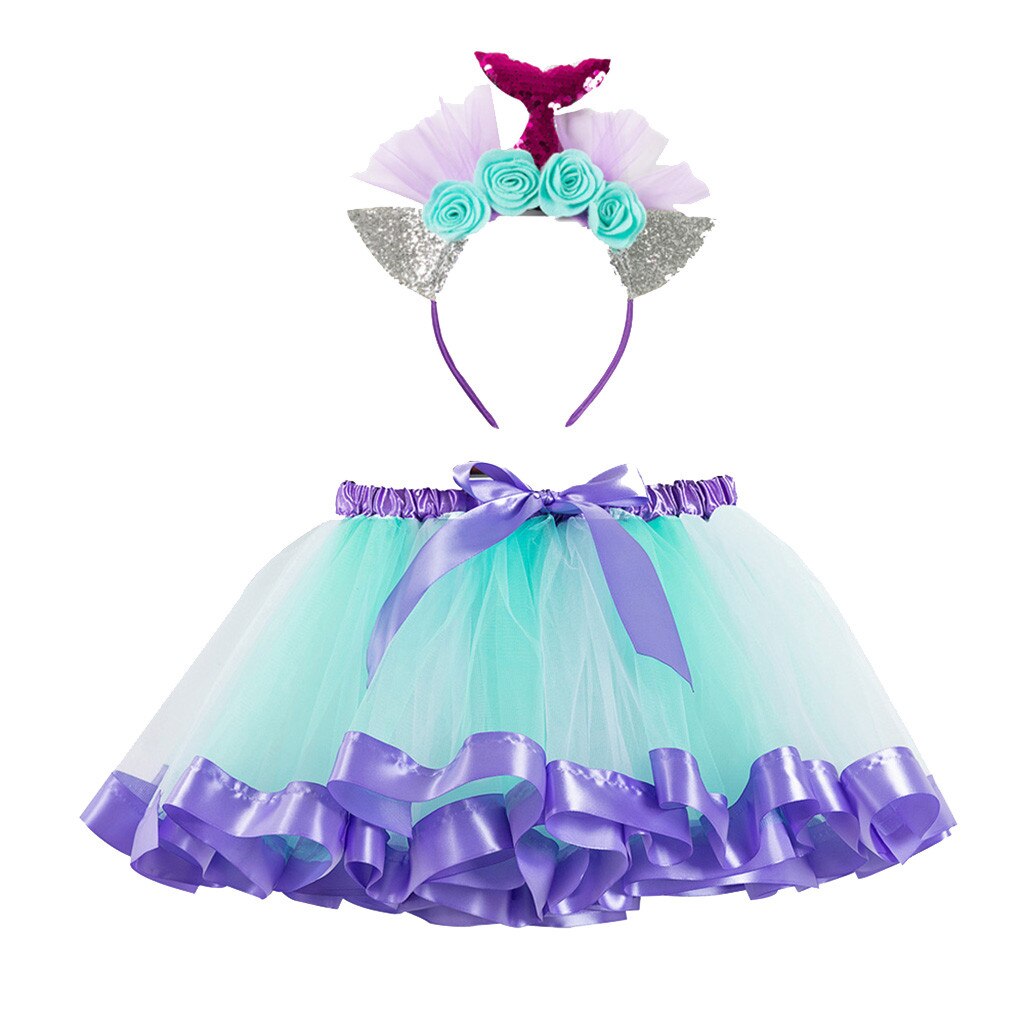 Tutu Rok Kids Meisje Rokken Party Dance Ballet Kostuum Meisje Kleding Kind Meisje Mesh Prinses Rokken + Floarl Hoofdband Set