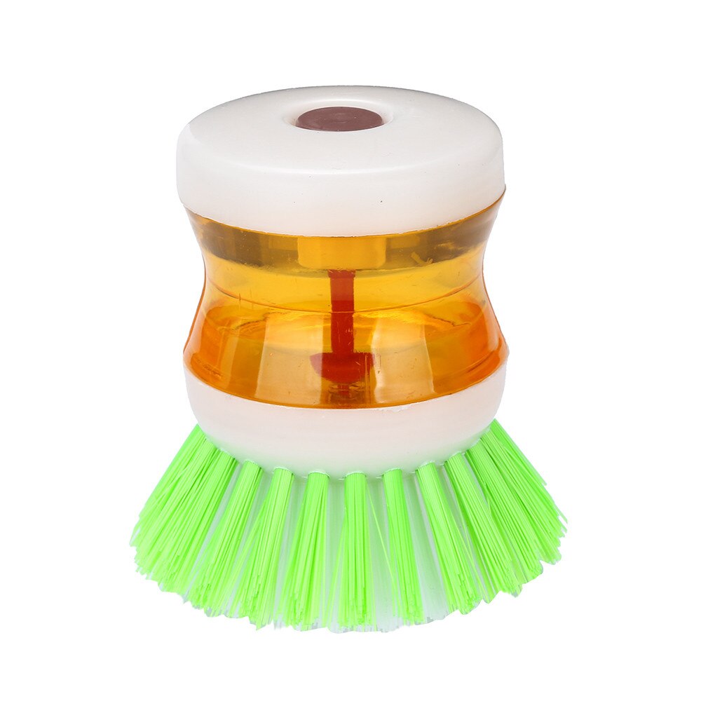 Dish Brush With Washing Up Liquid Soap Dispenser Kitchen Utensil Pot Kitchen Dish Brush With Liquid Soap Dispenser Plastic Pot: Default Title