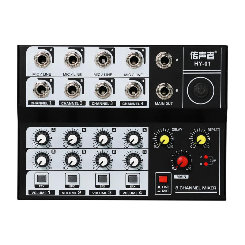 Mini-audiomischpult mit 8 kanälen, Karaoke-mikrofonverstärker, mikrofon-soundmixer und soundkarte für familien-ktv