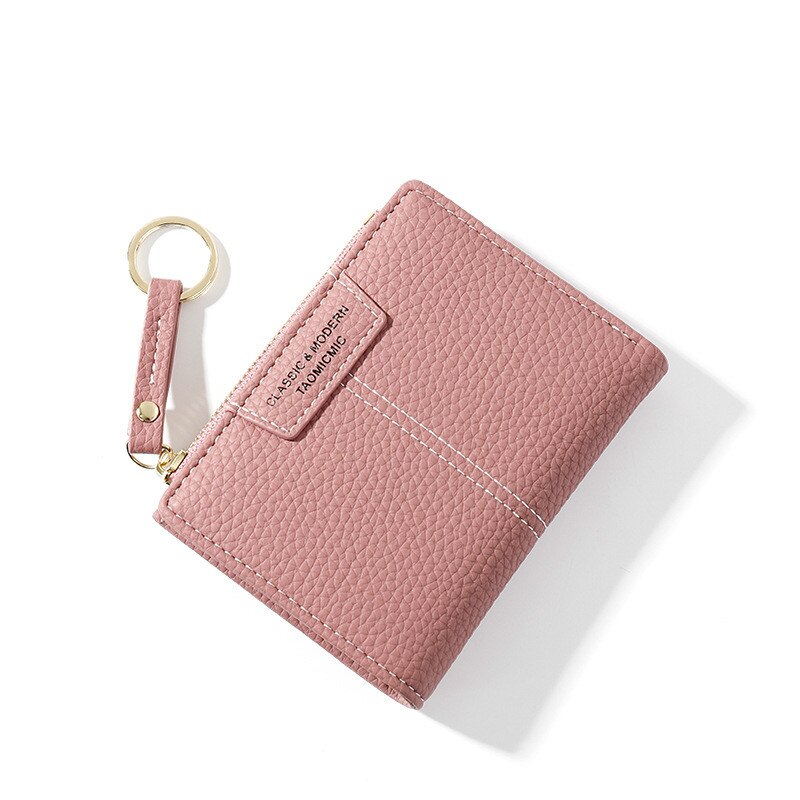 Portafoglio donna portafoglio piccolo carino portafoglio donna corto in pelle PU portafogli donna cerniera portamonete pochette donna: Pink