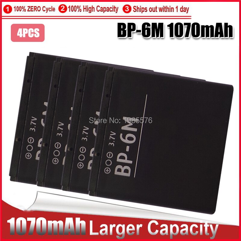 Batería de teléfono BP6M BP-6M BP 6M, repuesto para NOKIA 1070 6233 6280 6288 N73 N93, 1-5 Uds.: 4pcs