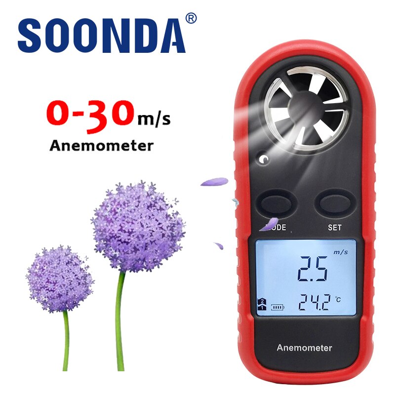 2-in-1 Mini Digital Anemometer Air Flow Windsurf Wind Speed Volume Measuring Meter Tester Wind Temperature Sensor Industrial
