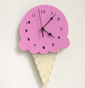 Ins Nordic ijs creatieve patroon klok cartoon mute klok wanddecoratie kinderkamer klok: Purple