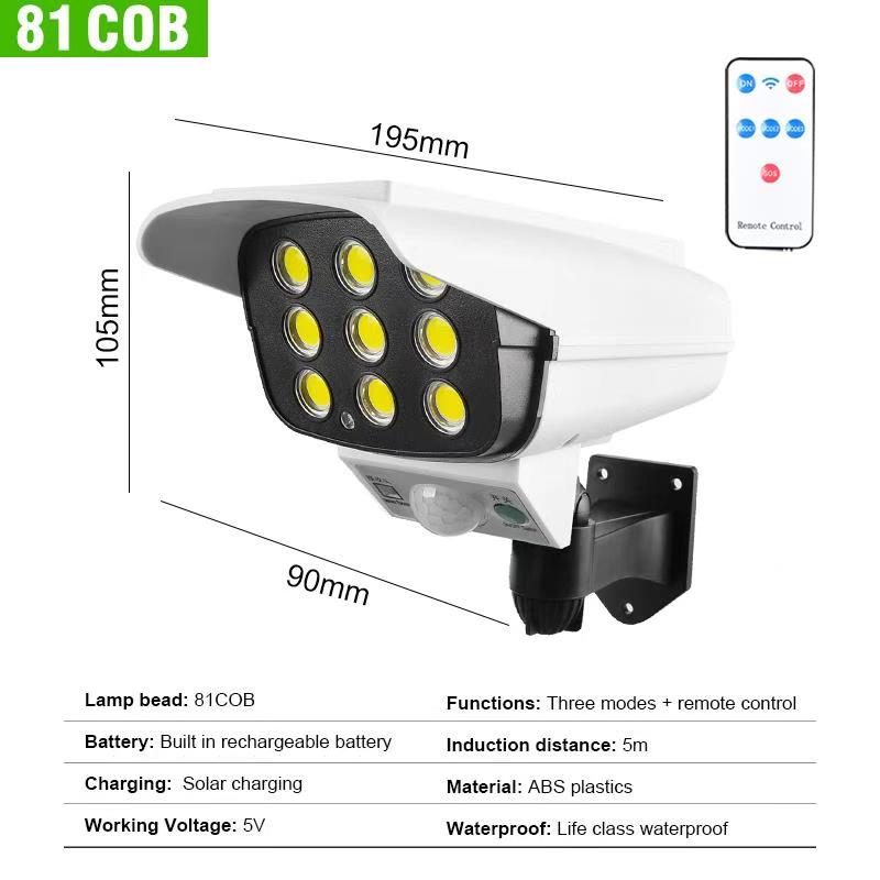 Remote Control Solar Projector Lamp Simulation Monitor Spotlight Courtyard Body Induction Flood-light Outdoor Lighting: 04