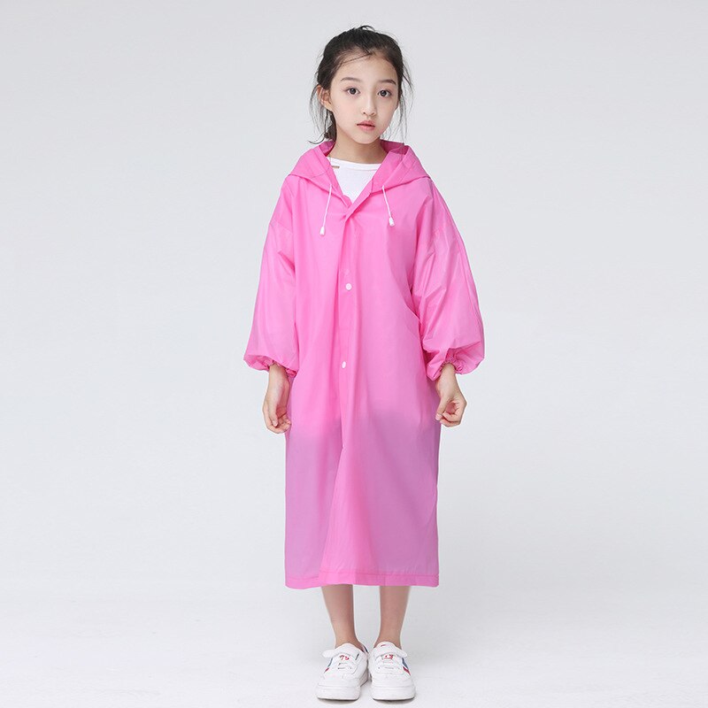 Chubasquero de goma EVA para niños, impermeable, grueso, transparente, impermeable: Rosa